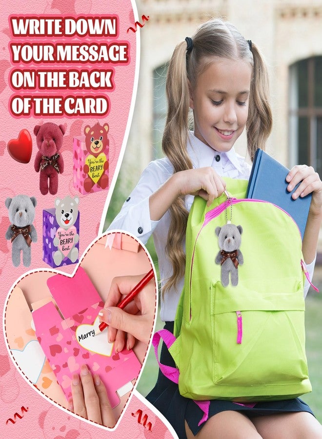 Halloscume 48 Packs Valentine's Day Mini Bear Toy Bulk Stuffed Animal with Heart Boxes Party Favors Supplies for Kids Classroom Valentine's Gifts Exchange School Rewards Prizes, 6 Styles - Image 5